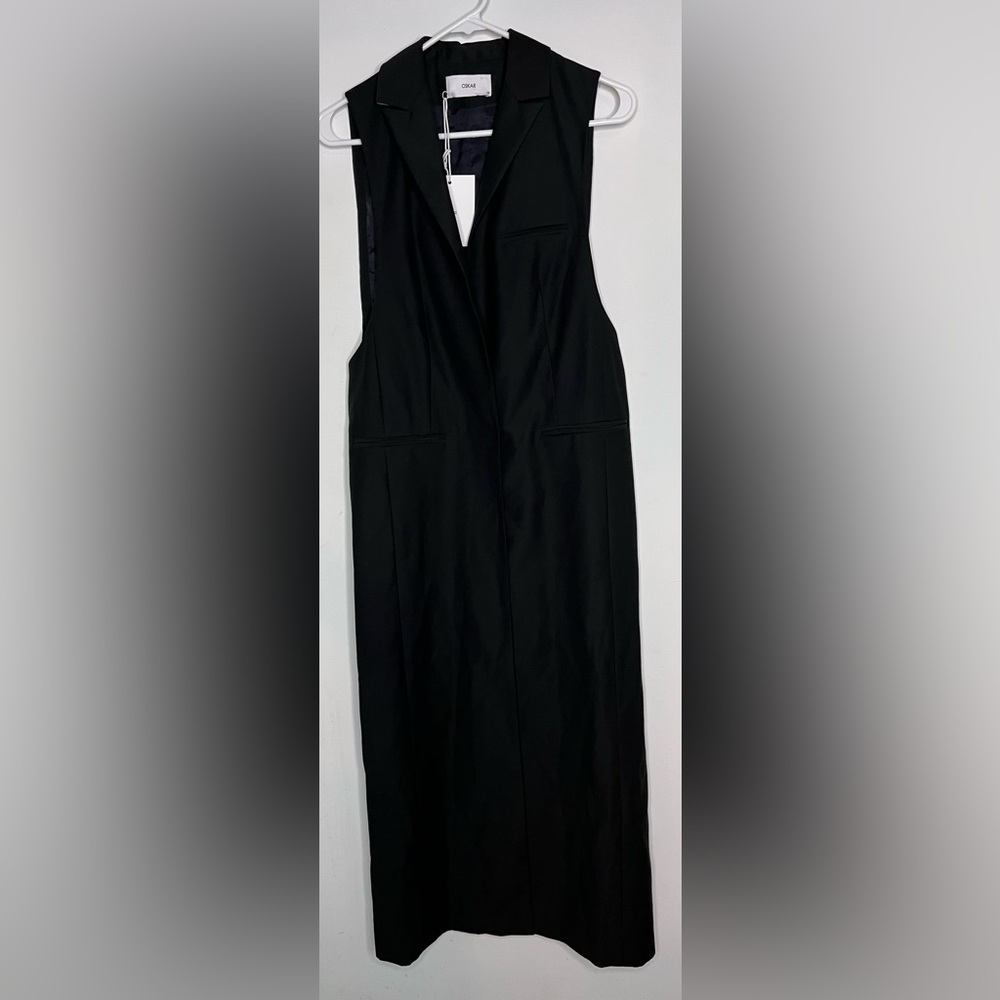 Oskar black sleeveless maxi length vest